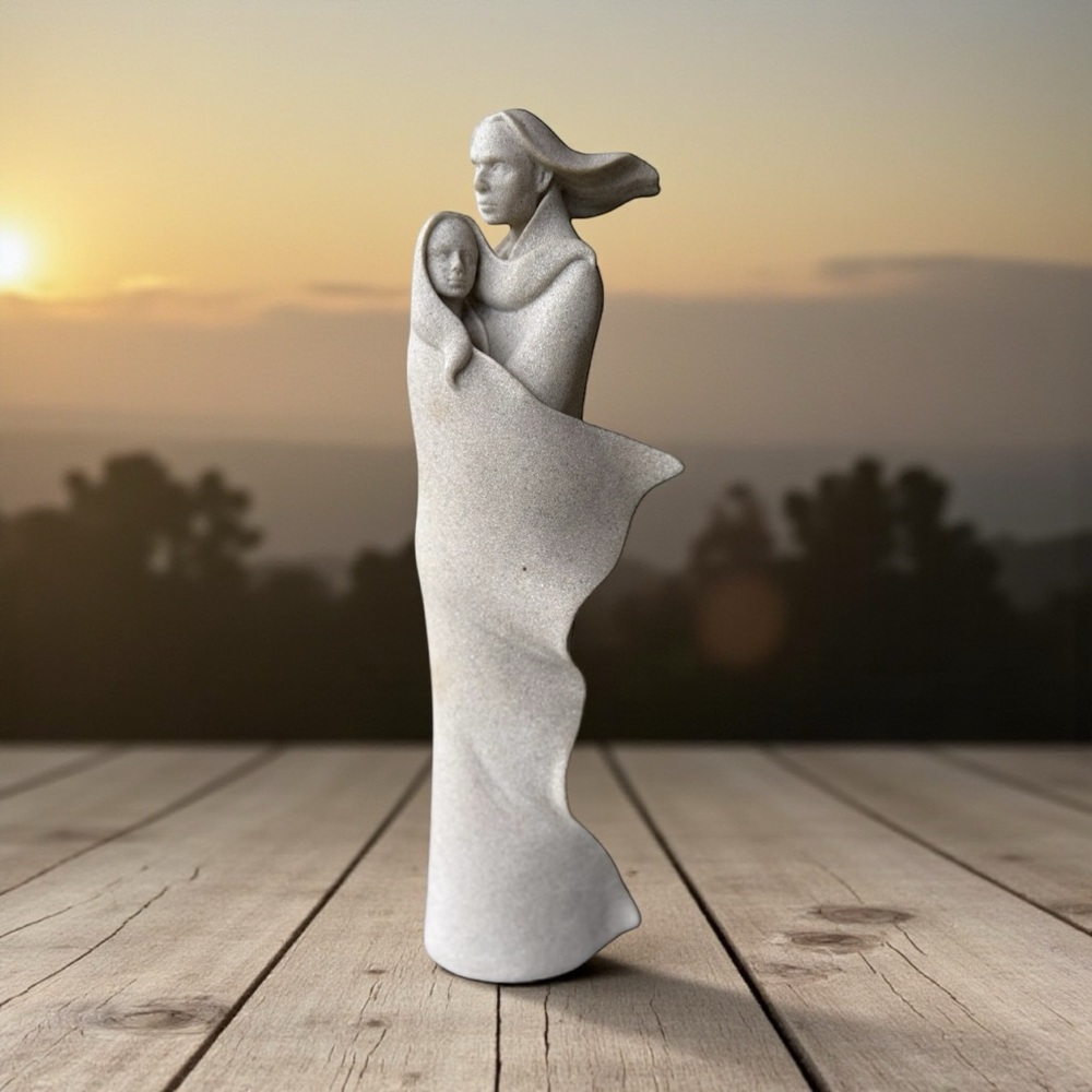 Elegant Mother and Child Sculpture - Modern Art Figurine